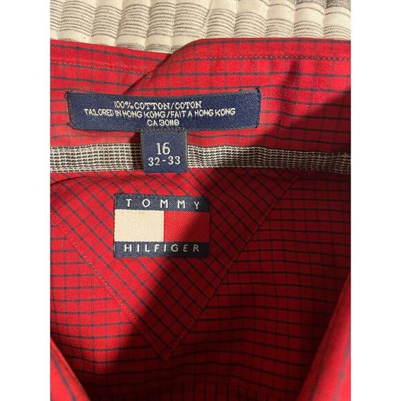 Tommy Hilfiger red and blue long sleeve button down shirt size 16 - Picture 7 of 8